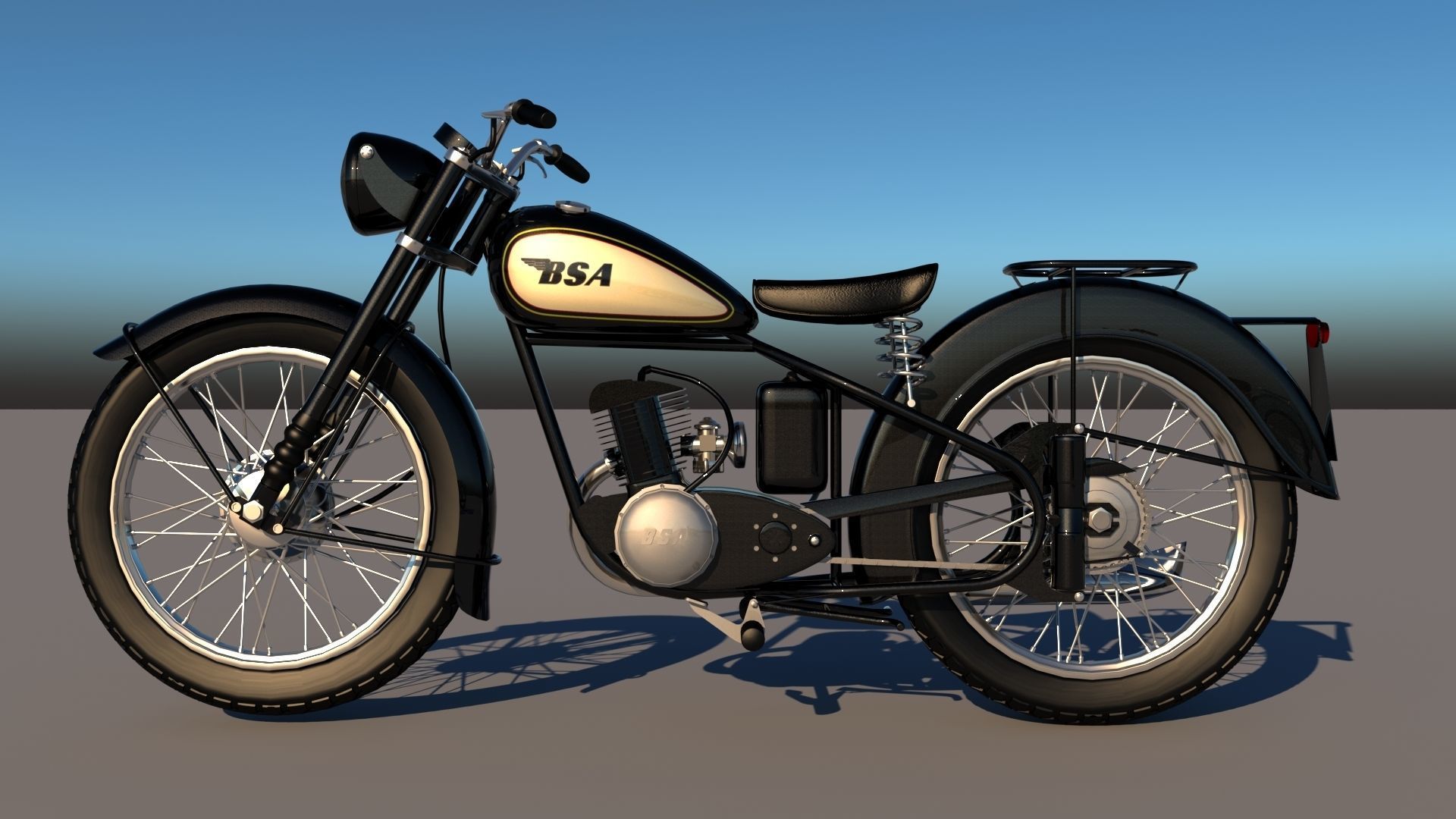 BSA Bantam D1 motorcycle 3D model_5