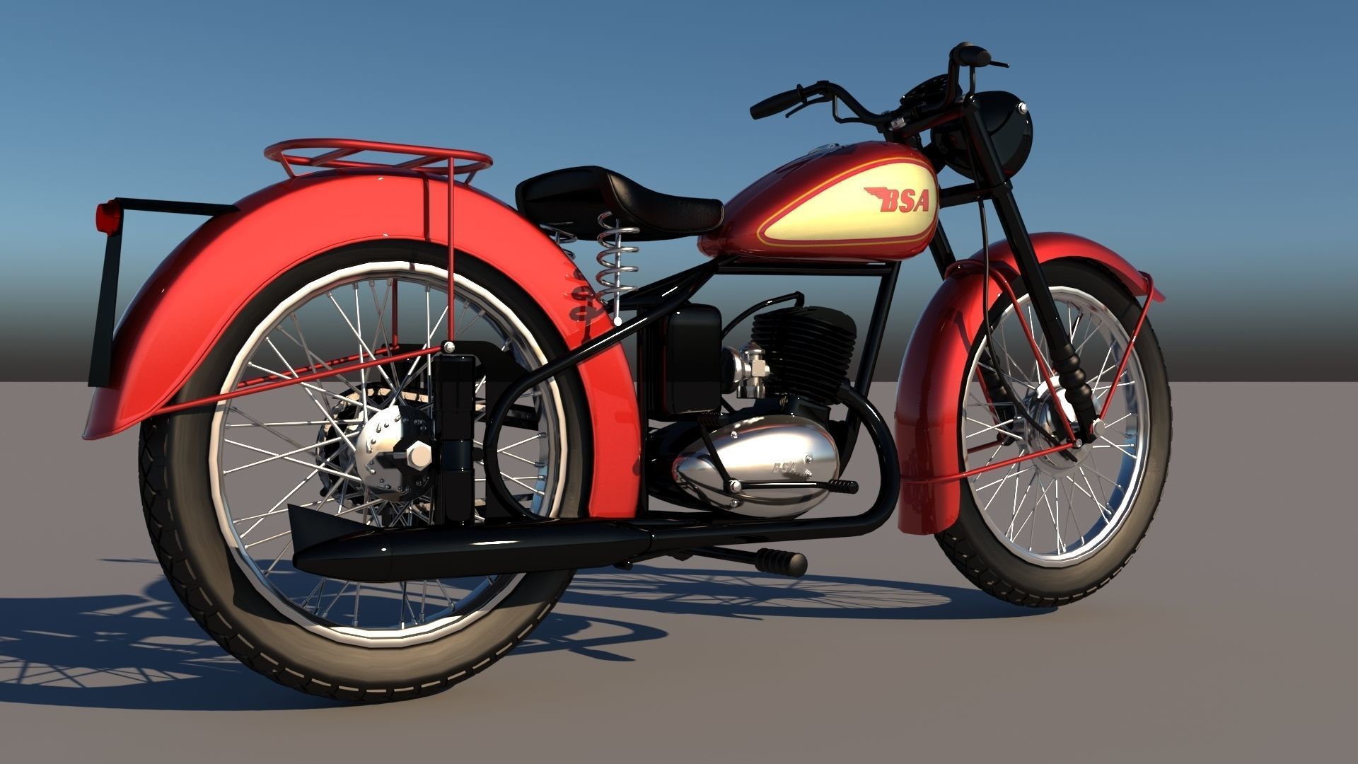BSA Bantam D1 motorcycle 3D model_14