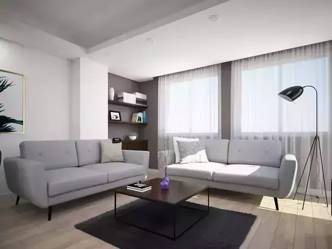 Living Room with Kitchen and Dinning