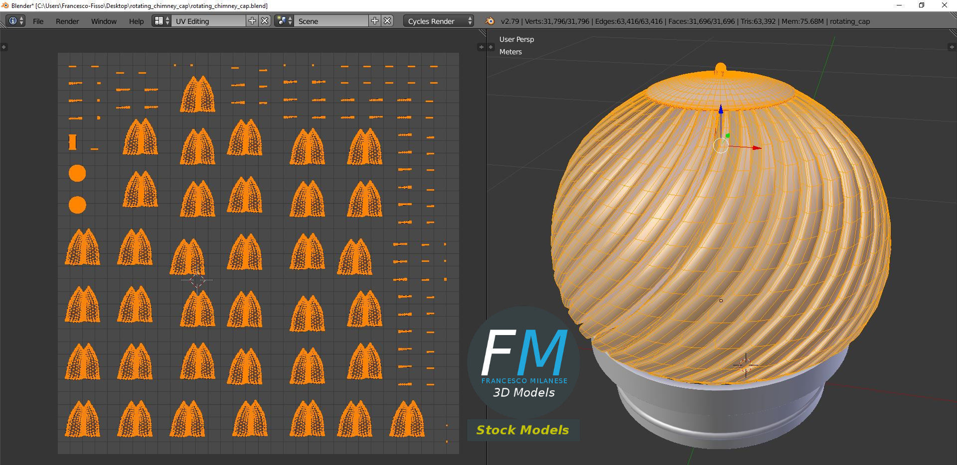 Rotating chimney cap 3D model_10