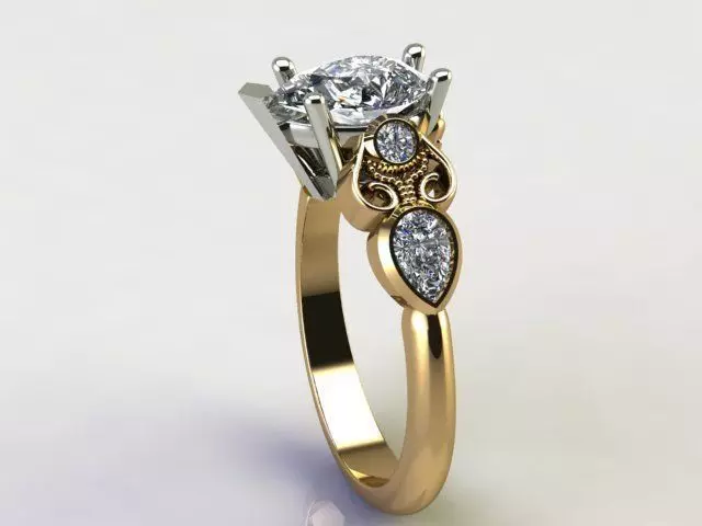 Pear shape Engagement ring  3D model_0