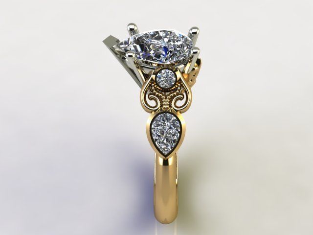 Pear shape Engagement ring  3D model_2