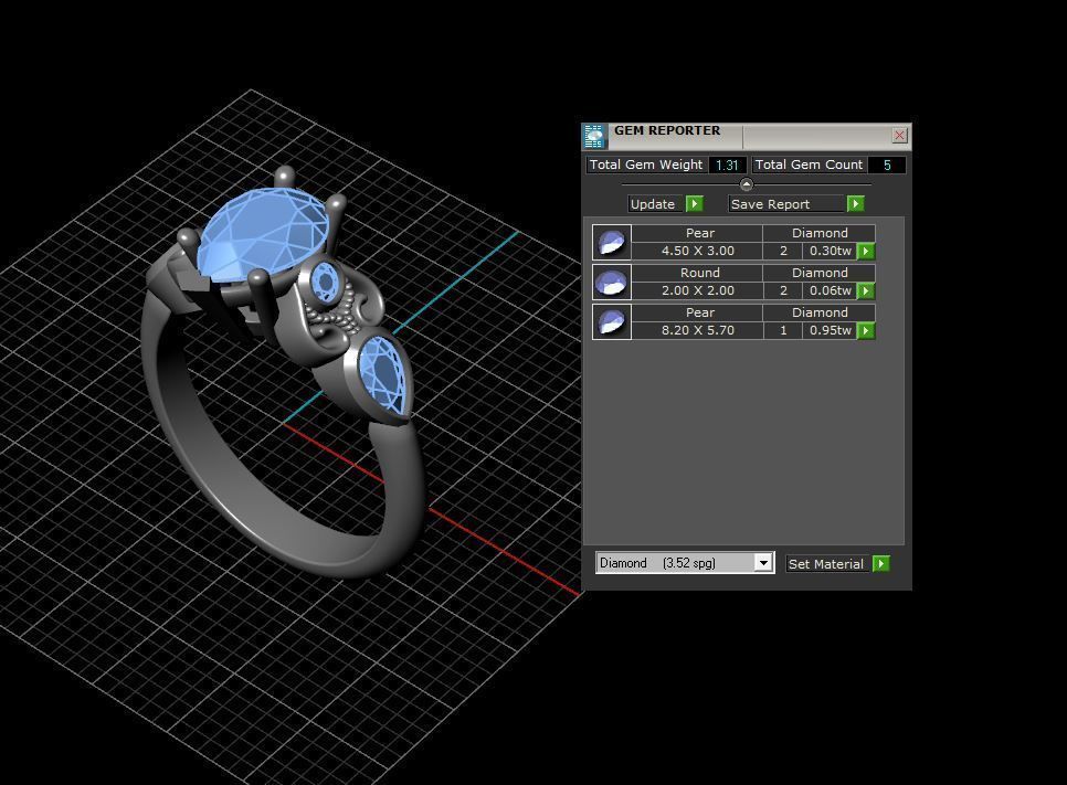 Pear shape Engagement ring  3D model_5