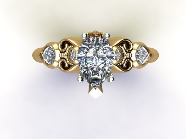 Pear shape Engagement ring  3D model_3