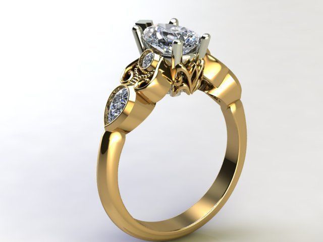Pear shape Engagement ring  3D model_1