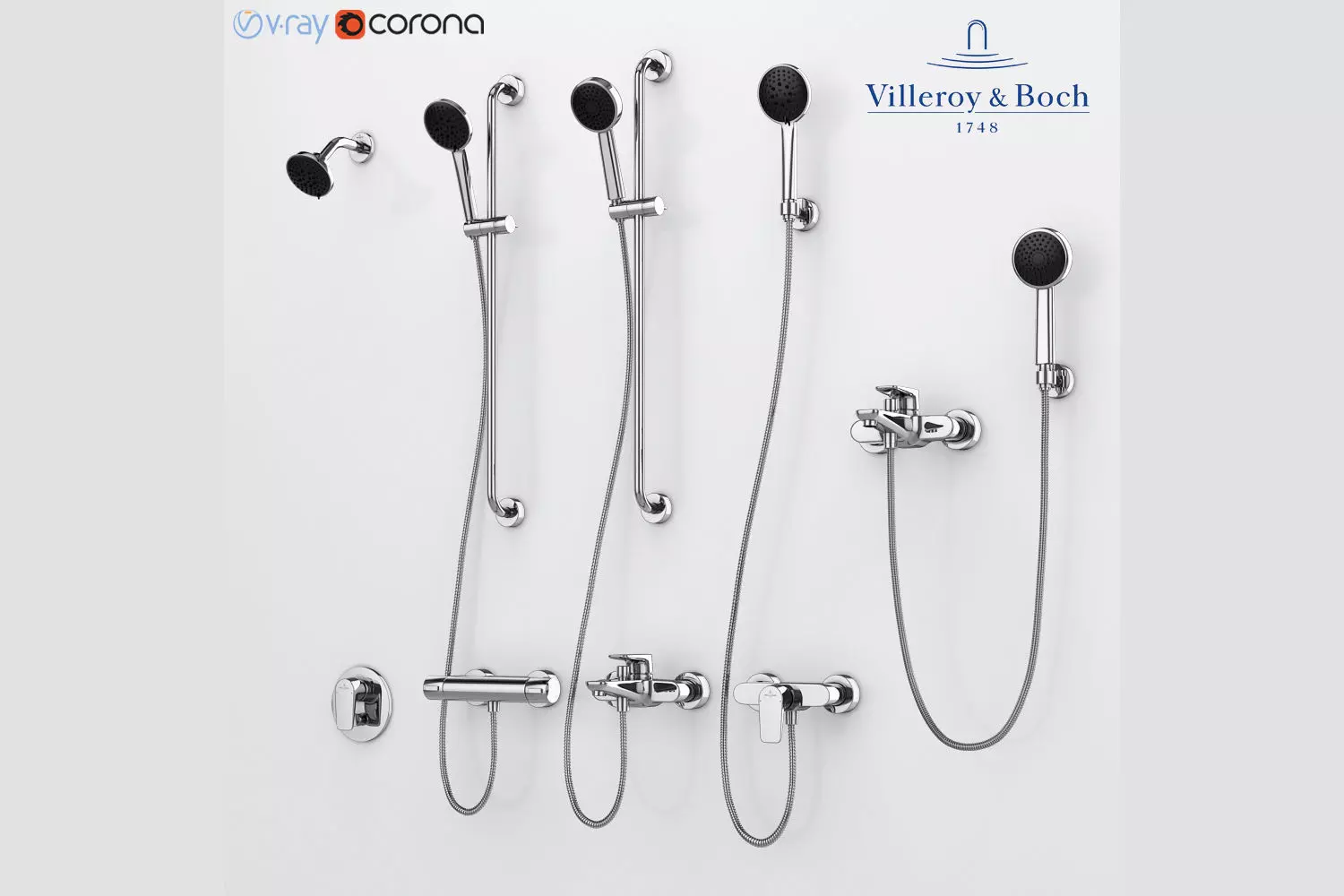 Bath and shower faucets Villeroy - Boch SUBWAY set 22 3D model_0