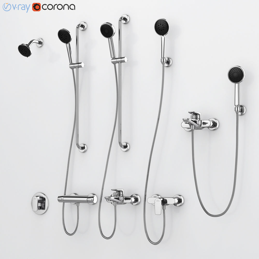 Bath and shower faucets Villeroy - Boch SUBWAY set 22 3D model_1