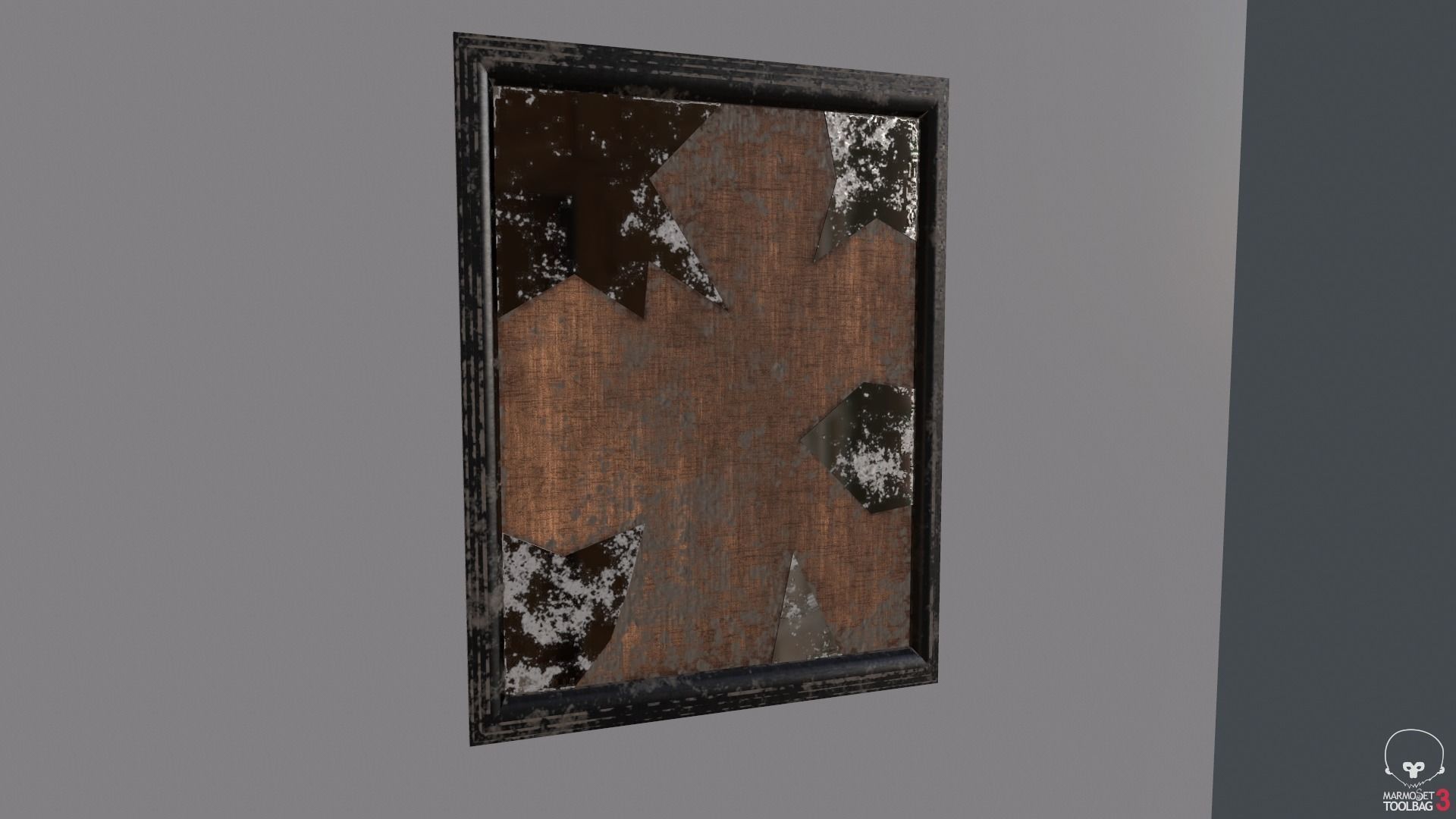 Broken Wall Mirror Low-poly 3D model_3