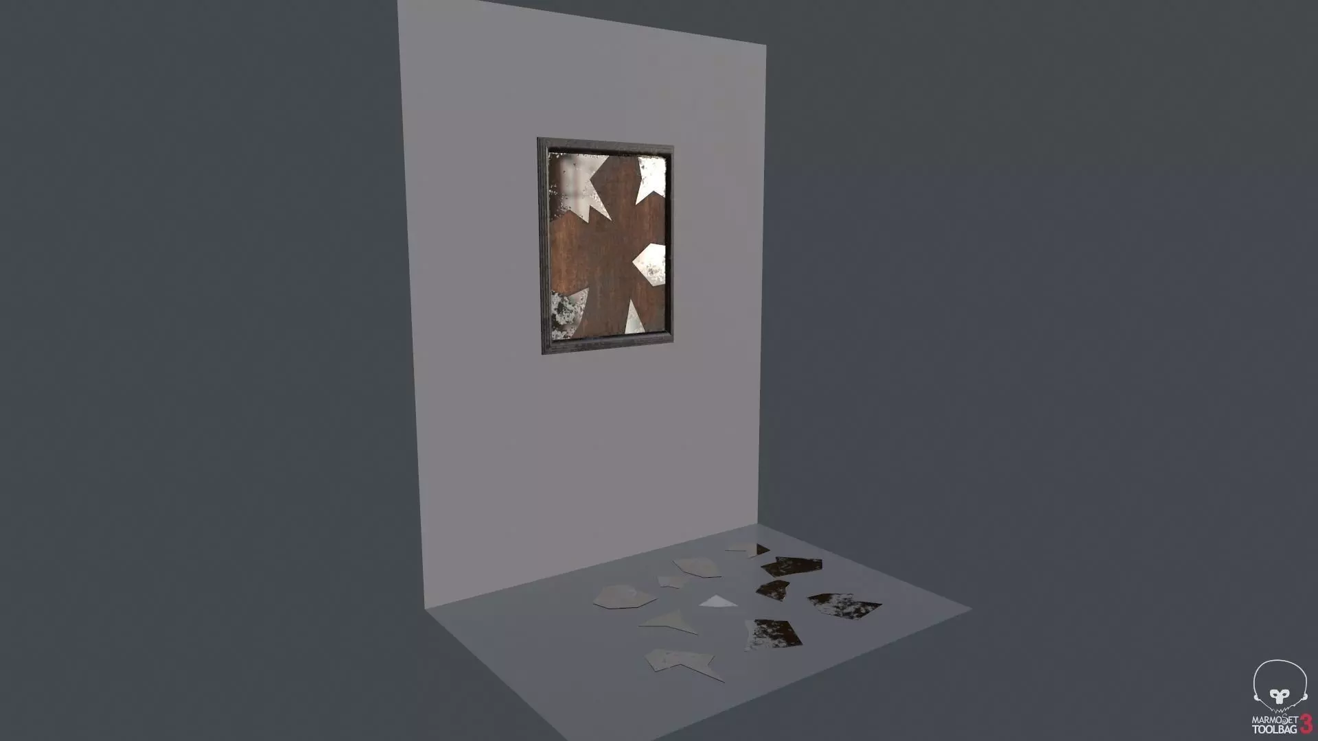 Broken Wall Mirror Low-poly 3D model_0