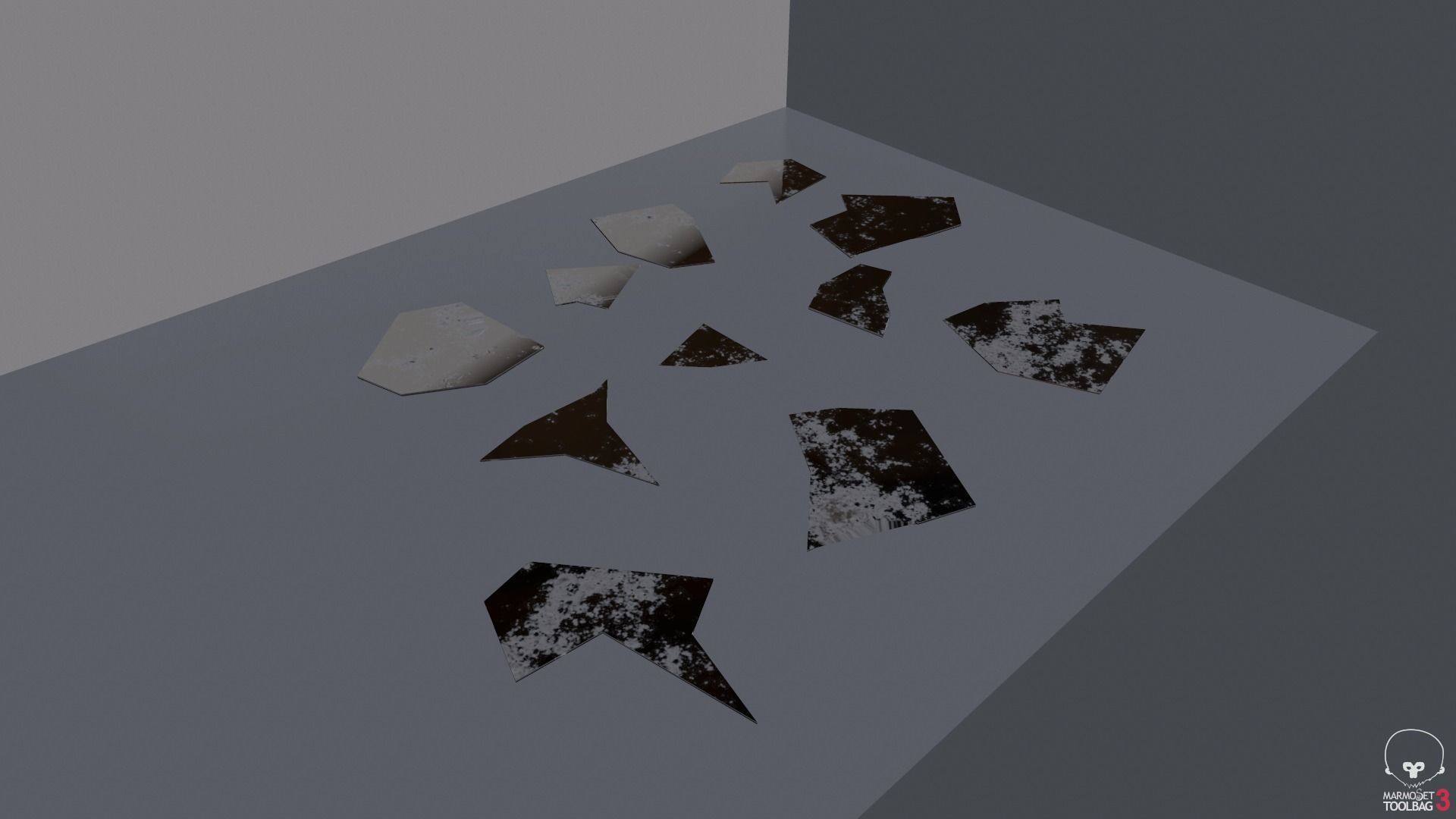 Broken Wall Mirror Low-poly 3D model_4