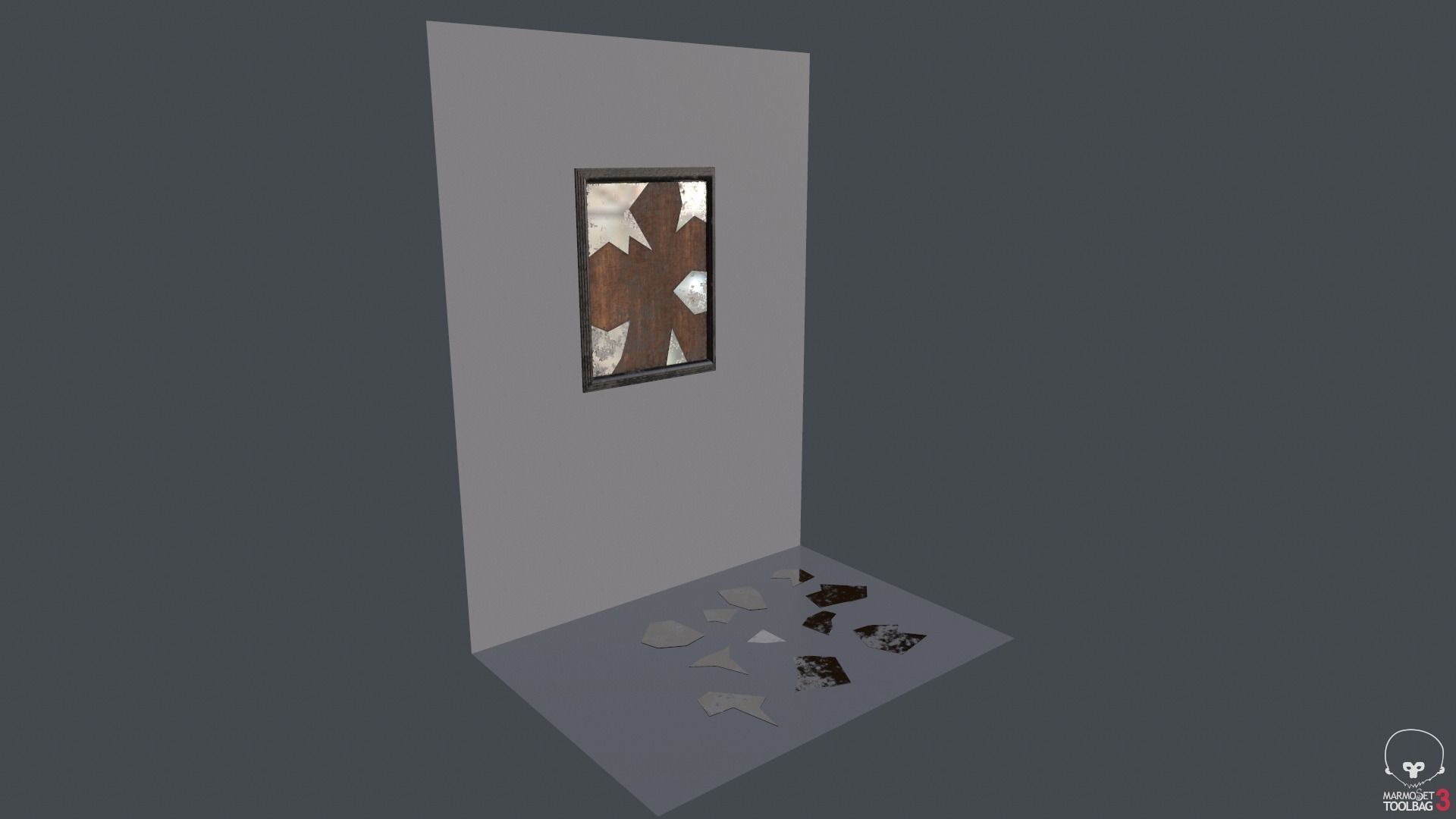 Broken Wall Mirror Low-poly 3D model_2