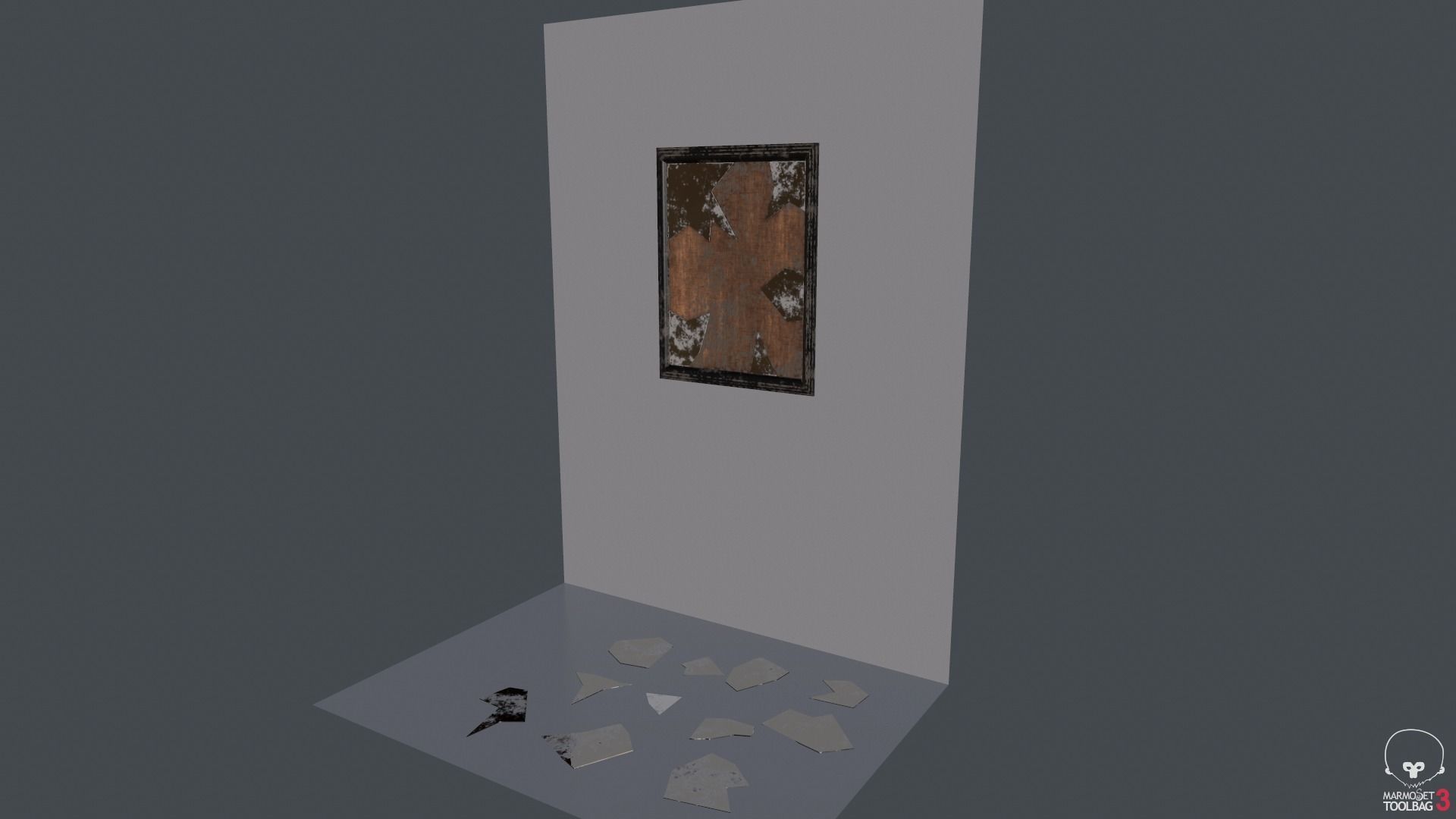 Broken Wall Mirror Low-poly 3D model_1