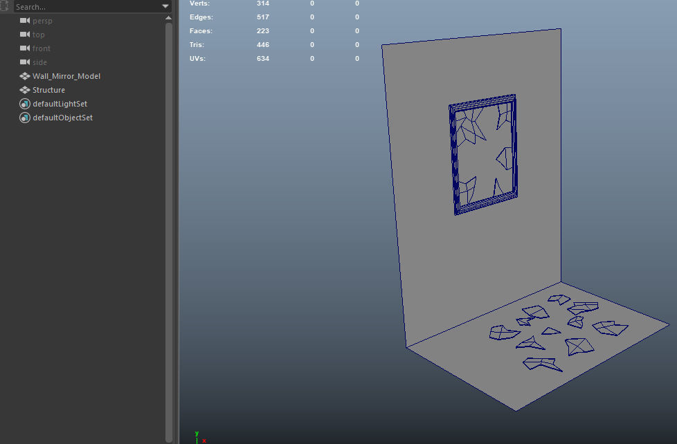 Broken Wall Mirror Low-poly 3D model_6