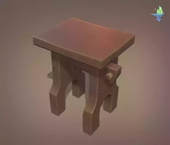 Gothic Stool Low-poly 3D model
