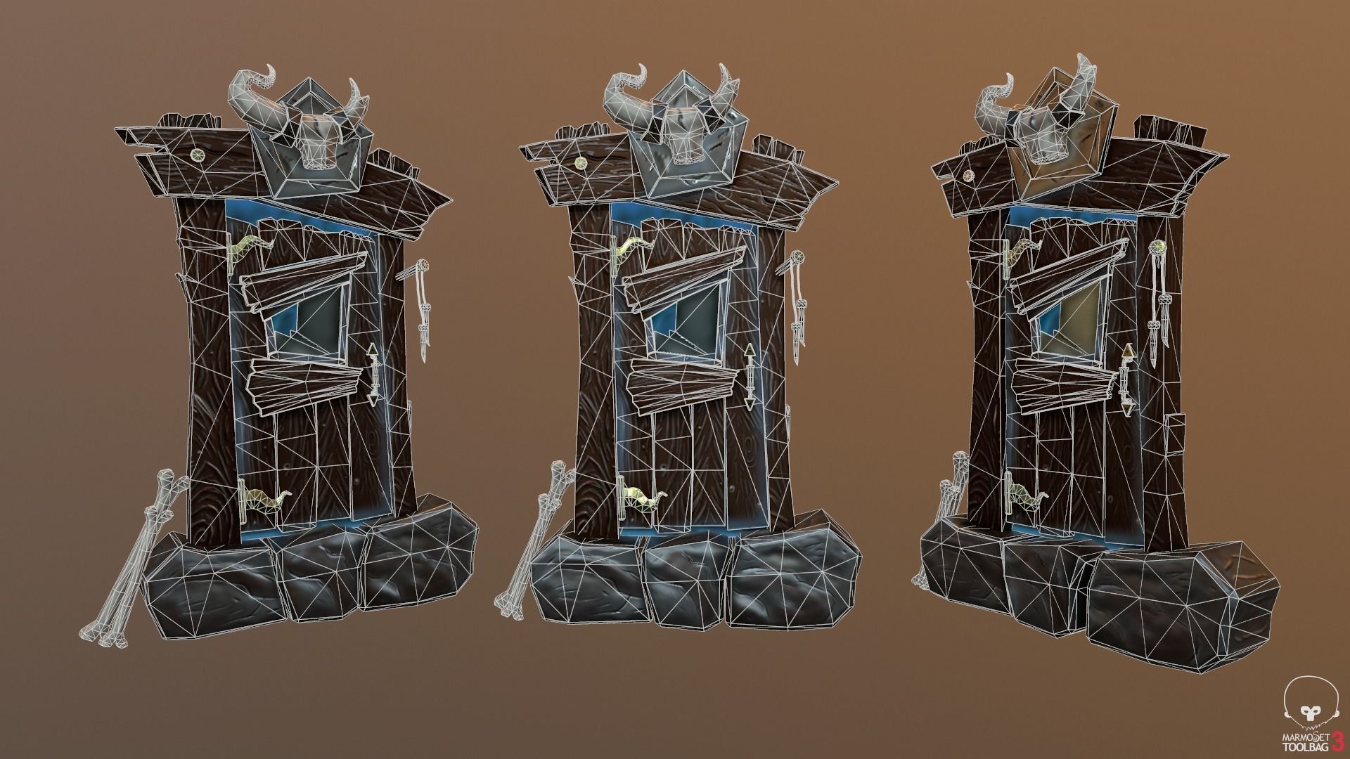 Stylized Old West Door Low-poly 3D model_1