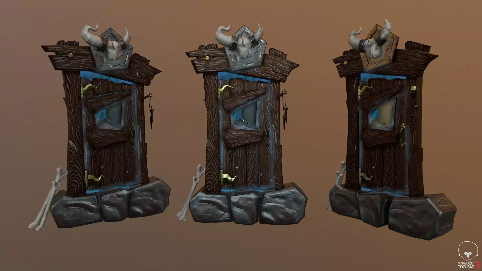 Stylized Old West Door Low-poly 3D model_0