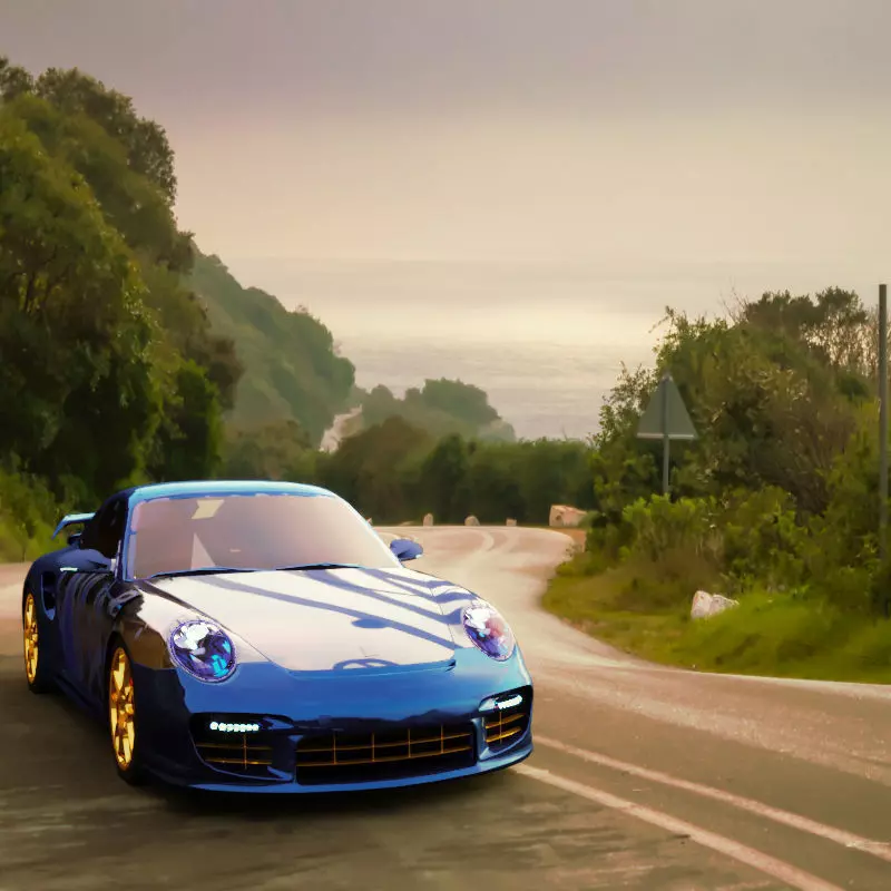 Porsche 911 Racing with HDRI Low-poly 3D model_0