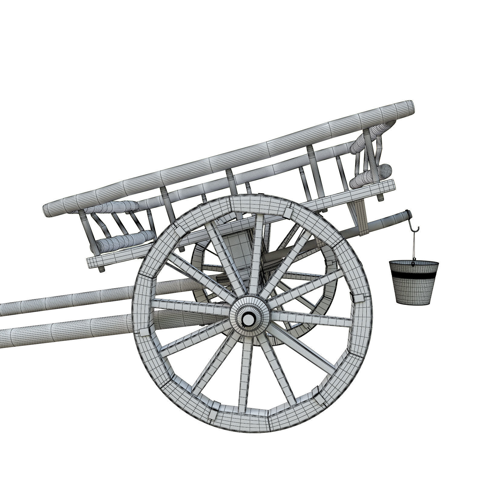 wooden cart 3D model_15