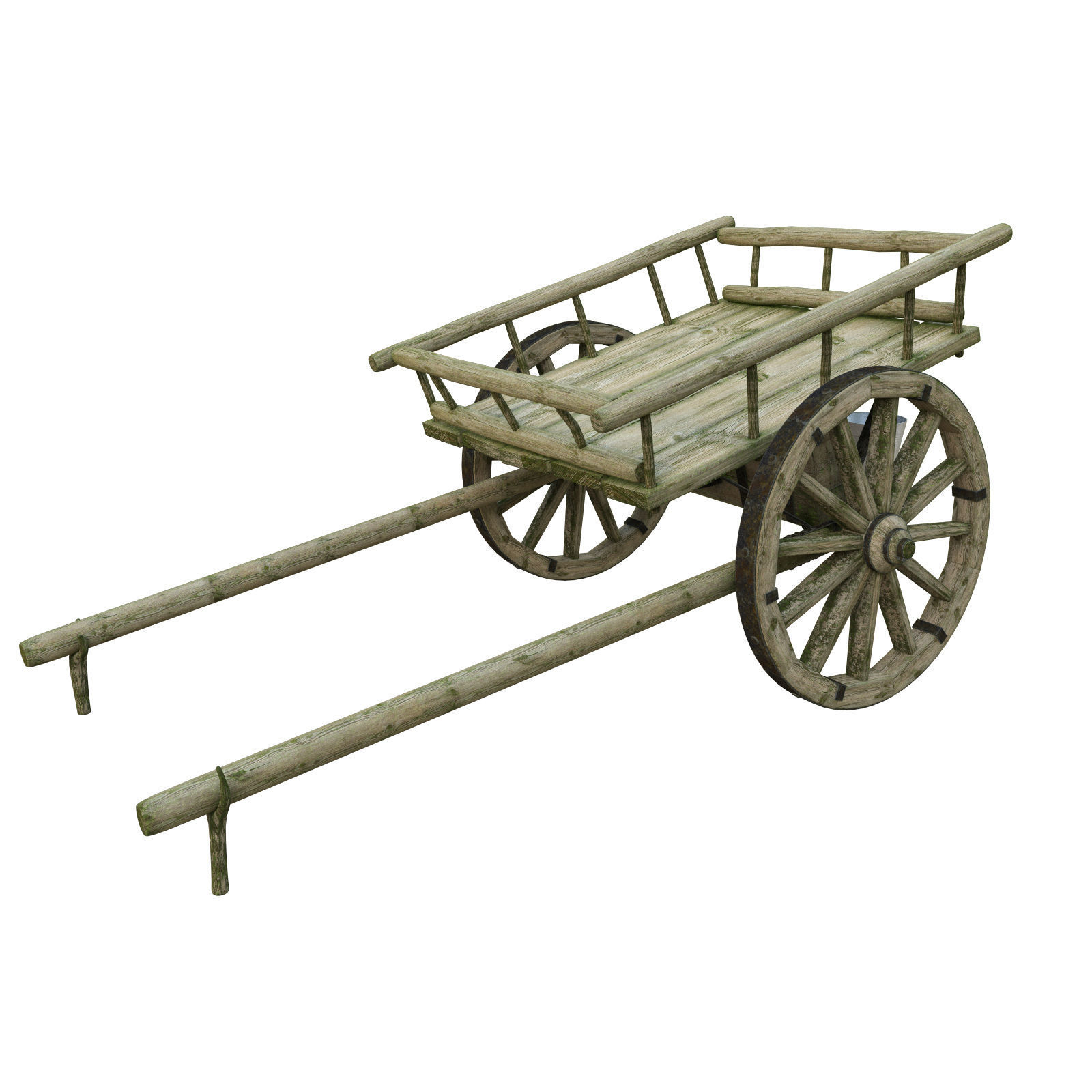 wooden cart 3D model_6