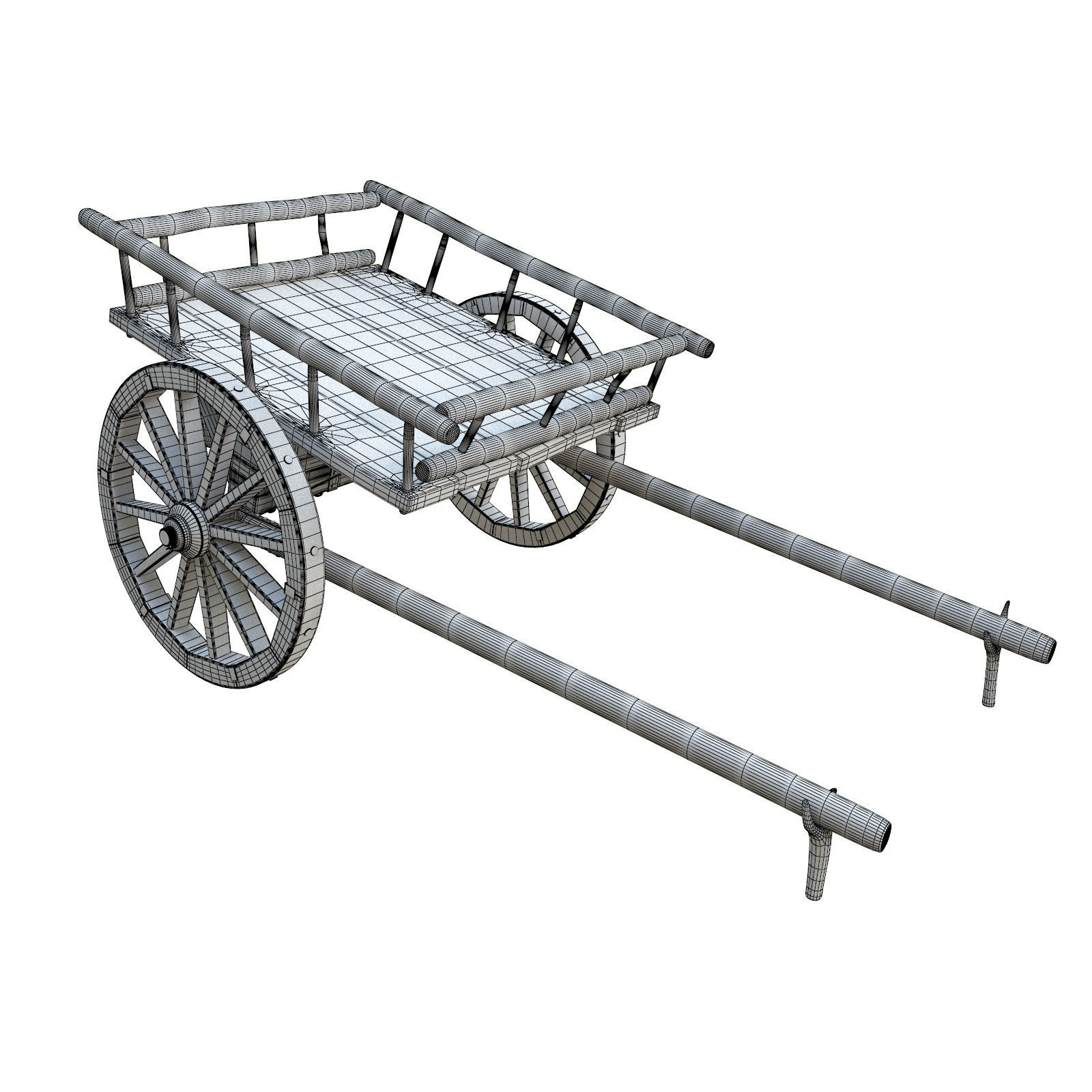 wooden cart 3D model_13