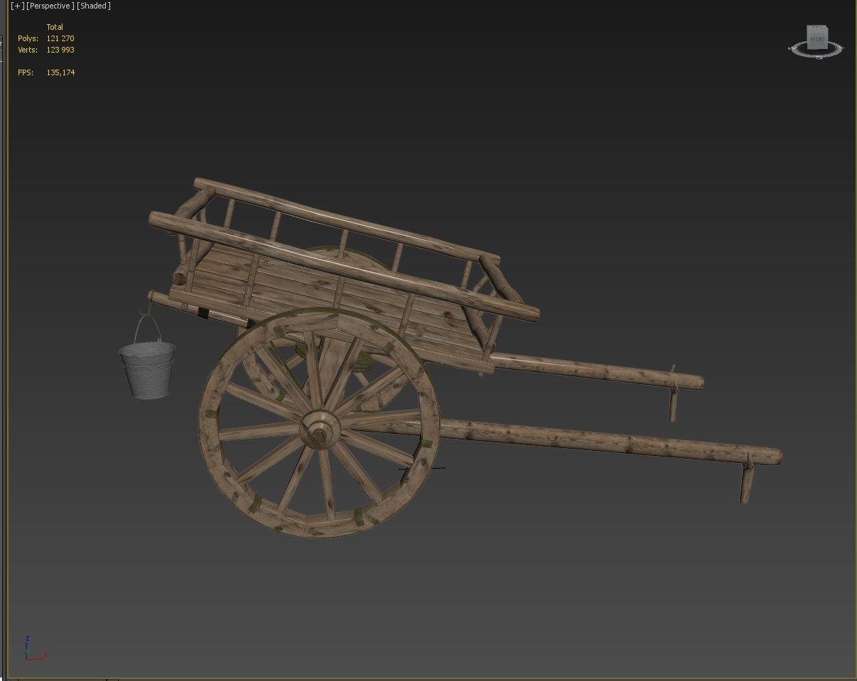 wooden cart 3D model_17