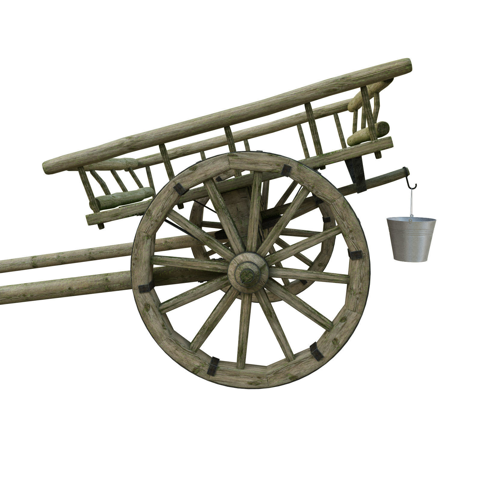 wooden cart 3D model_7