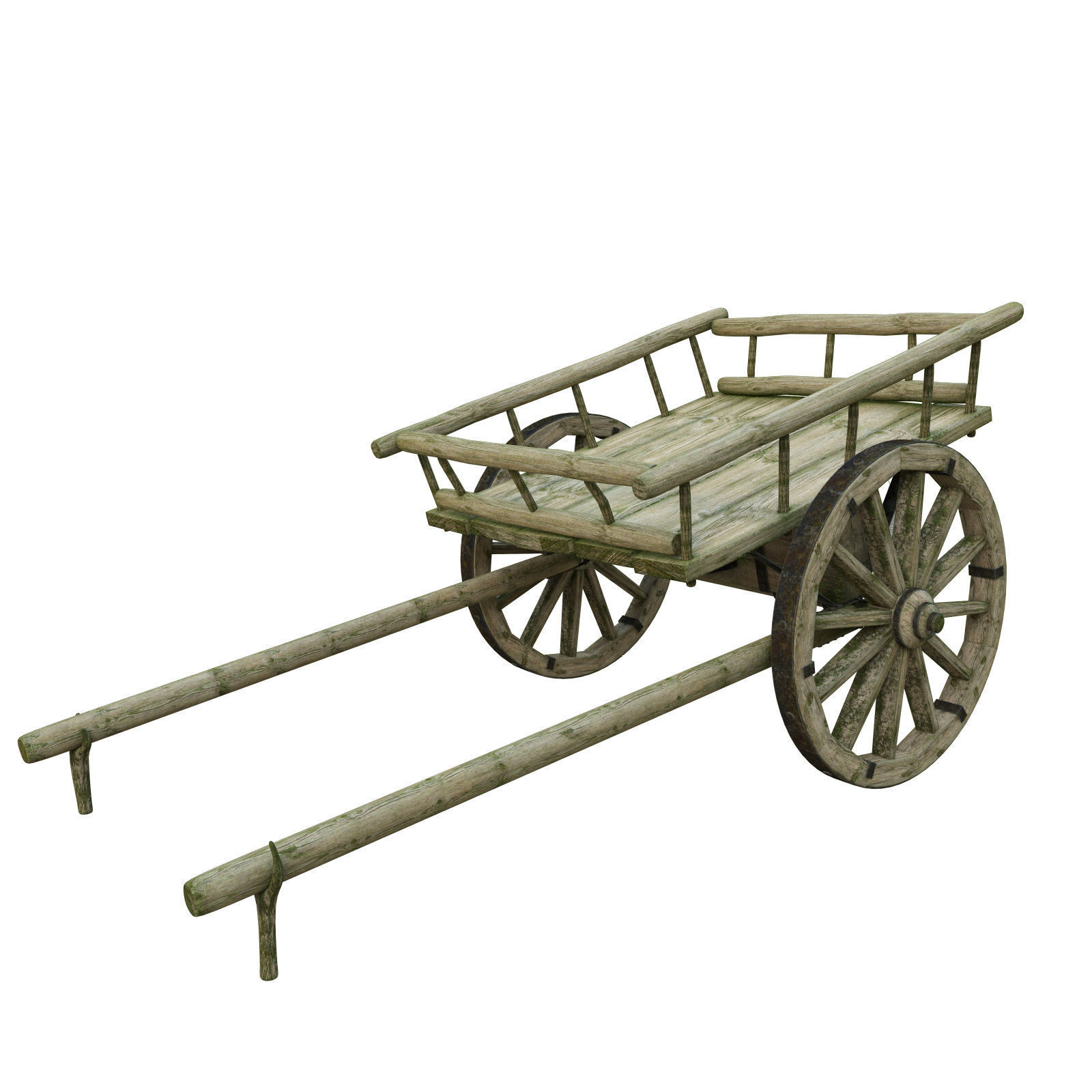 wooden cart 3D model_1