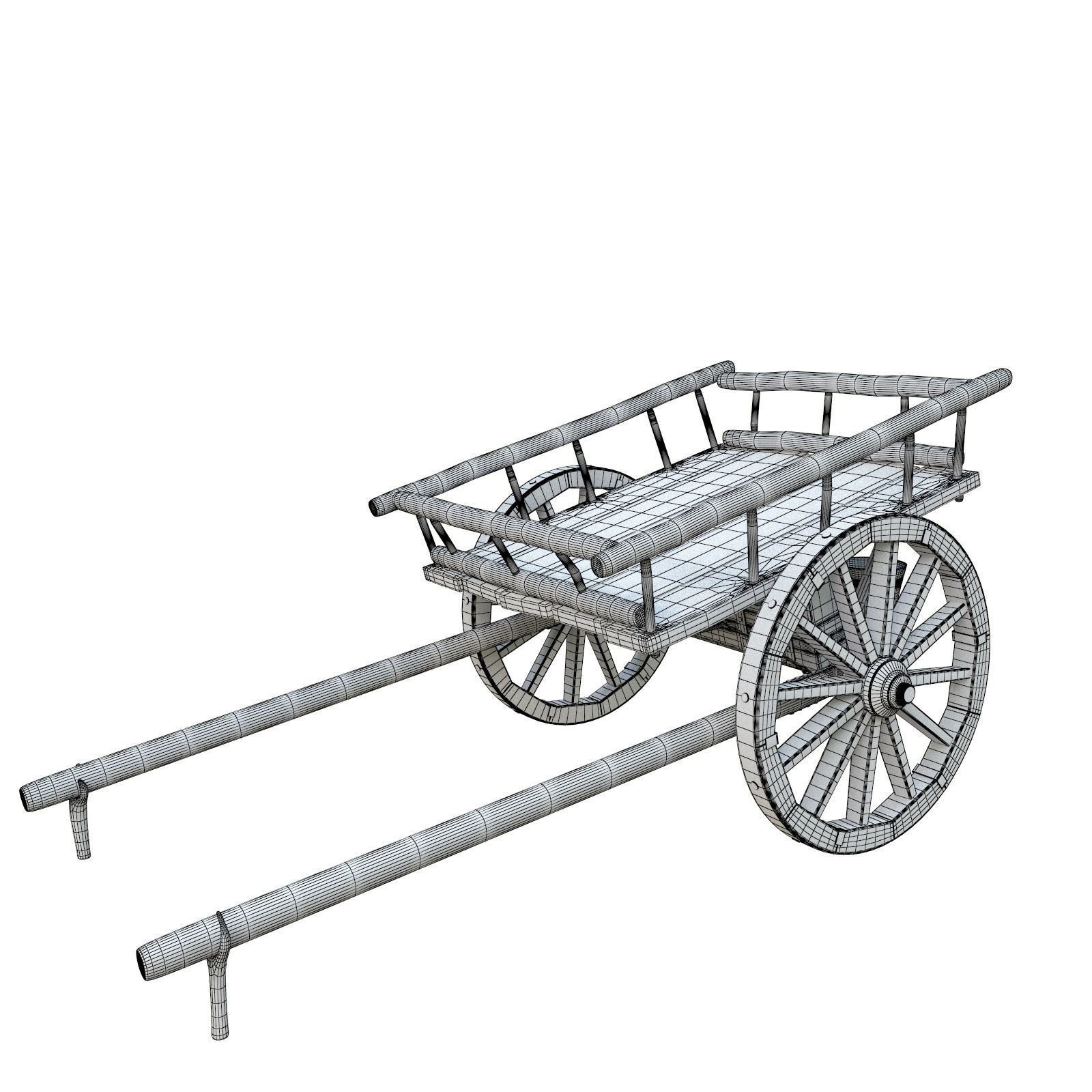 wooden cart 3D model_14