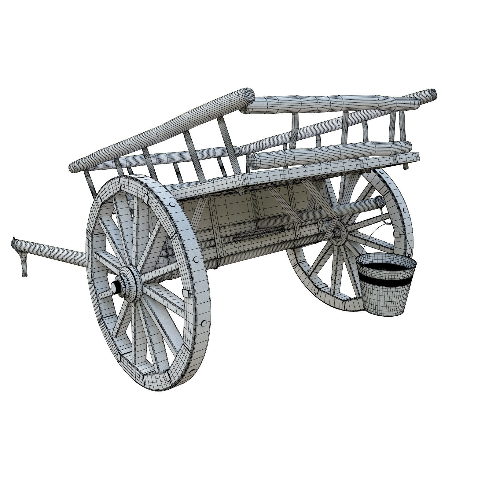 wooden cart 3D model_10