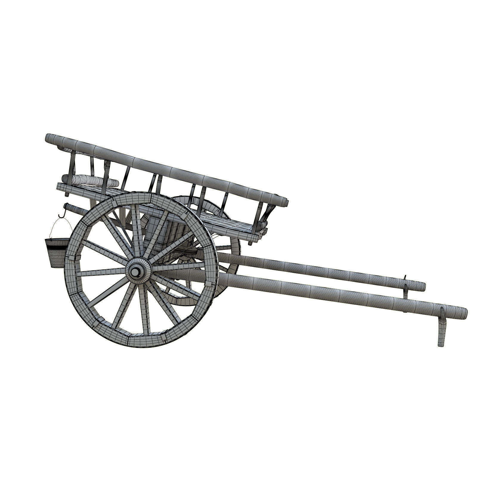 wooden cart 3D model_11