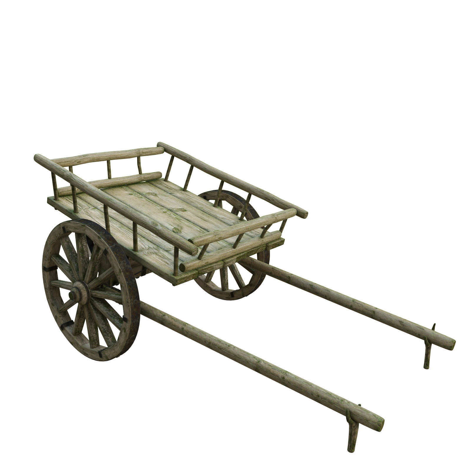 wooden cart 3D model_5