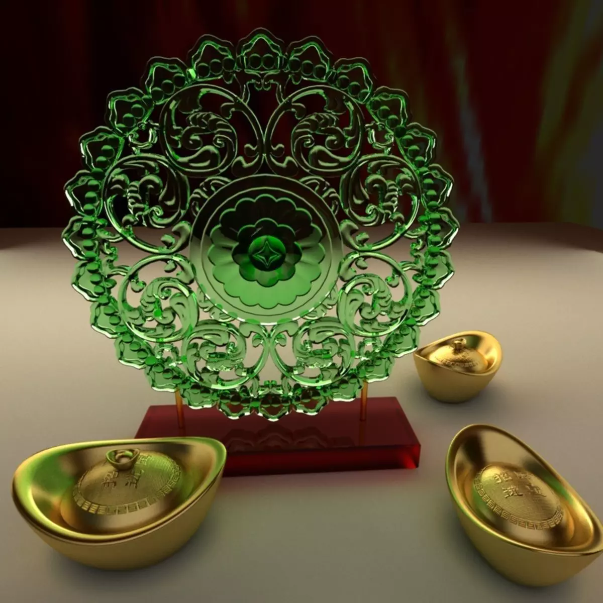 Chinese gold ingot 3D model