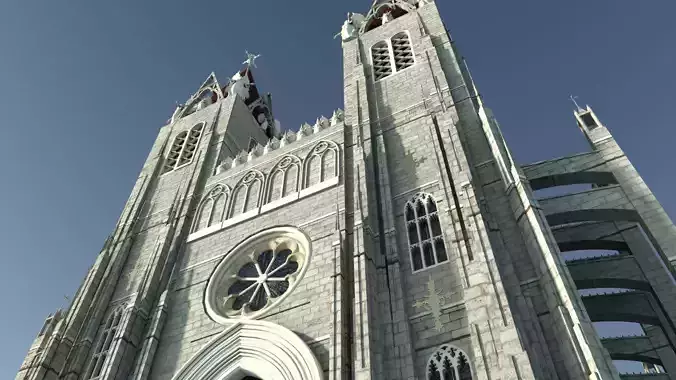 Gothic church exterior  interior 3D model