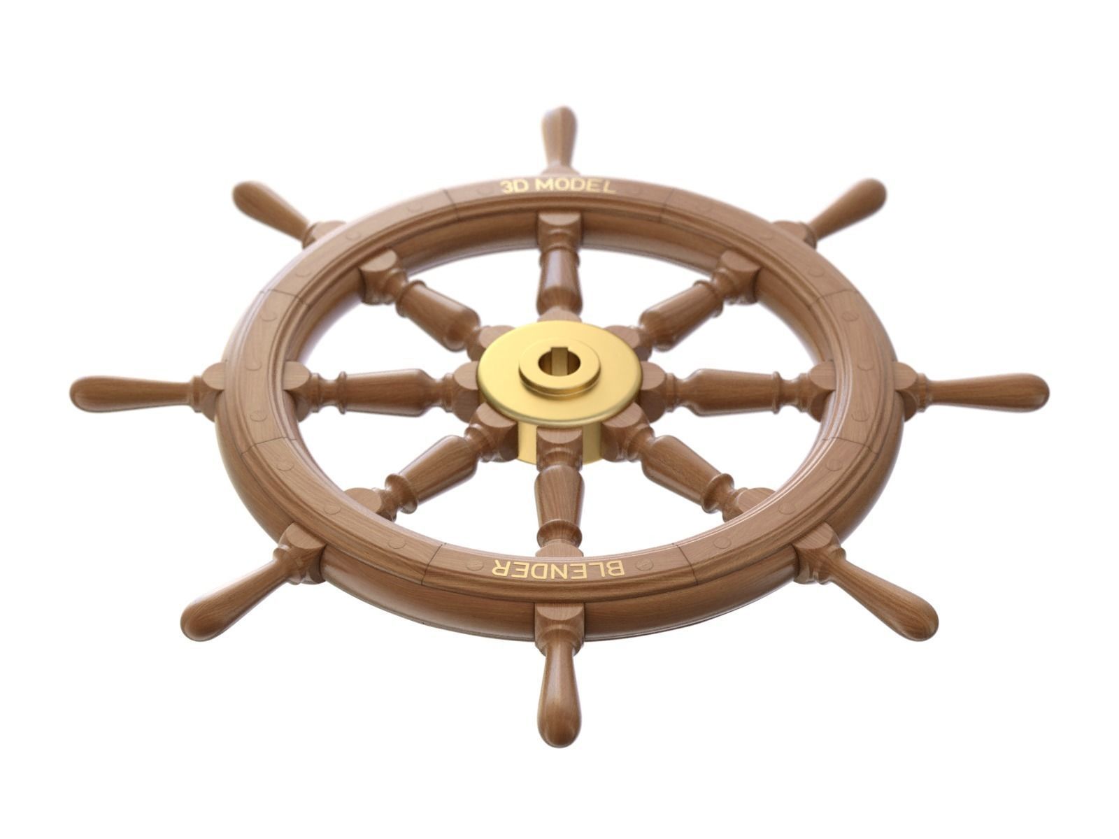 Ship Wheel 3D model_3