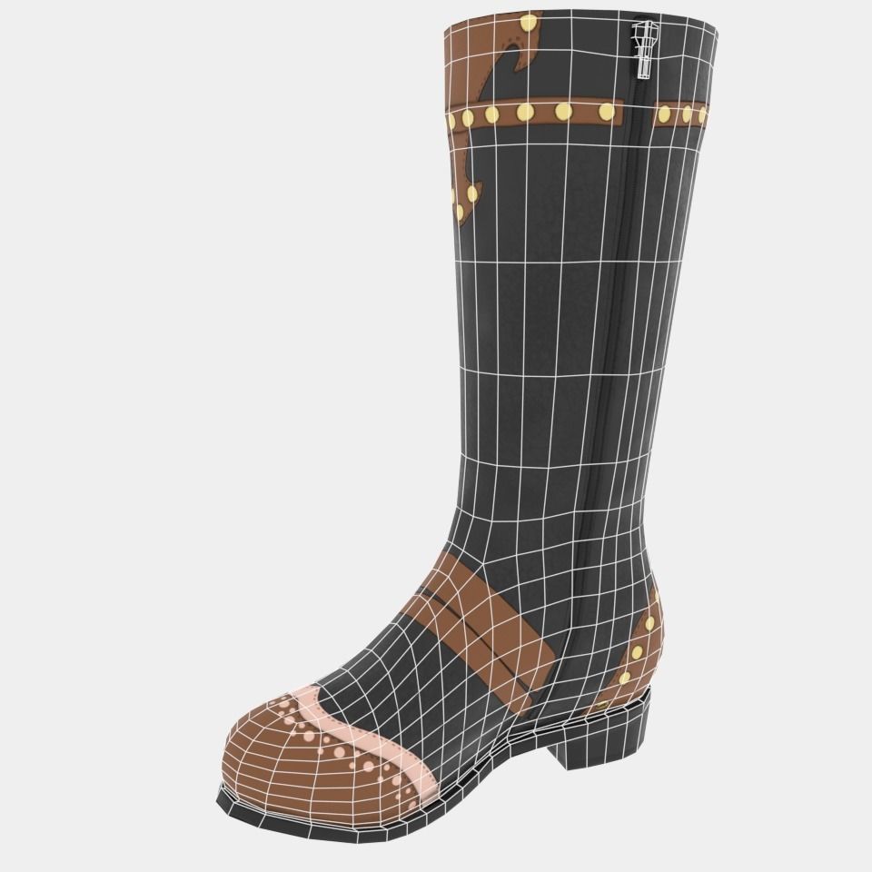 Steampunk Boots Low-poly 3D model_3