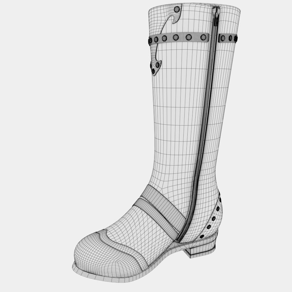 Steampunk Boots Low-poly 3D model_6