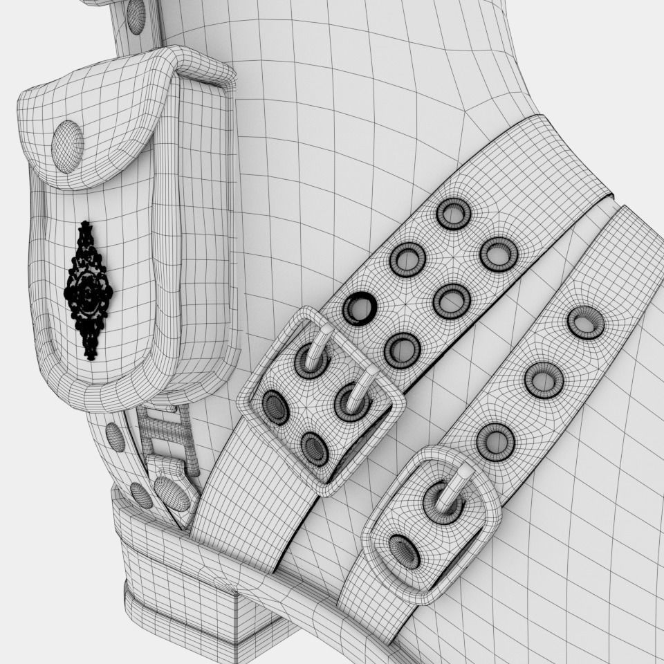 Steampunk Boots Low-poly 3D model_8