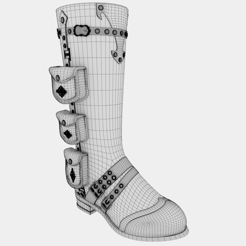 Steampunk Boots Low-poly 3D model_4