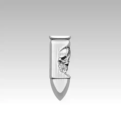 Cool detailed angry Bullet pendant with Skull  3D print model