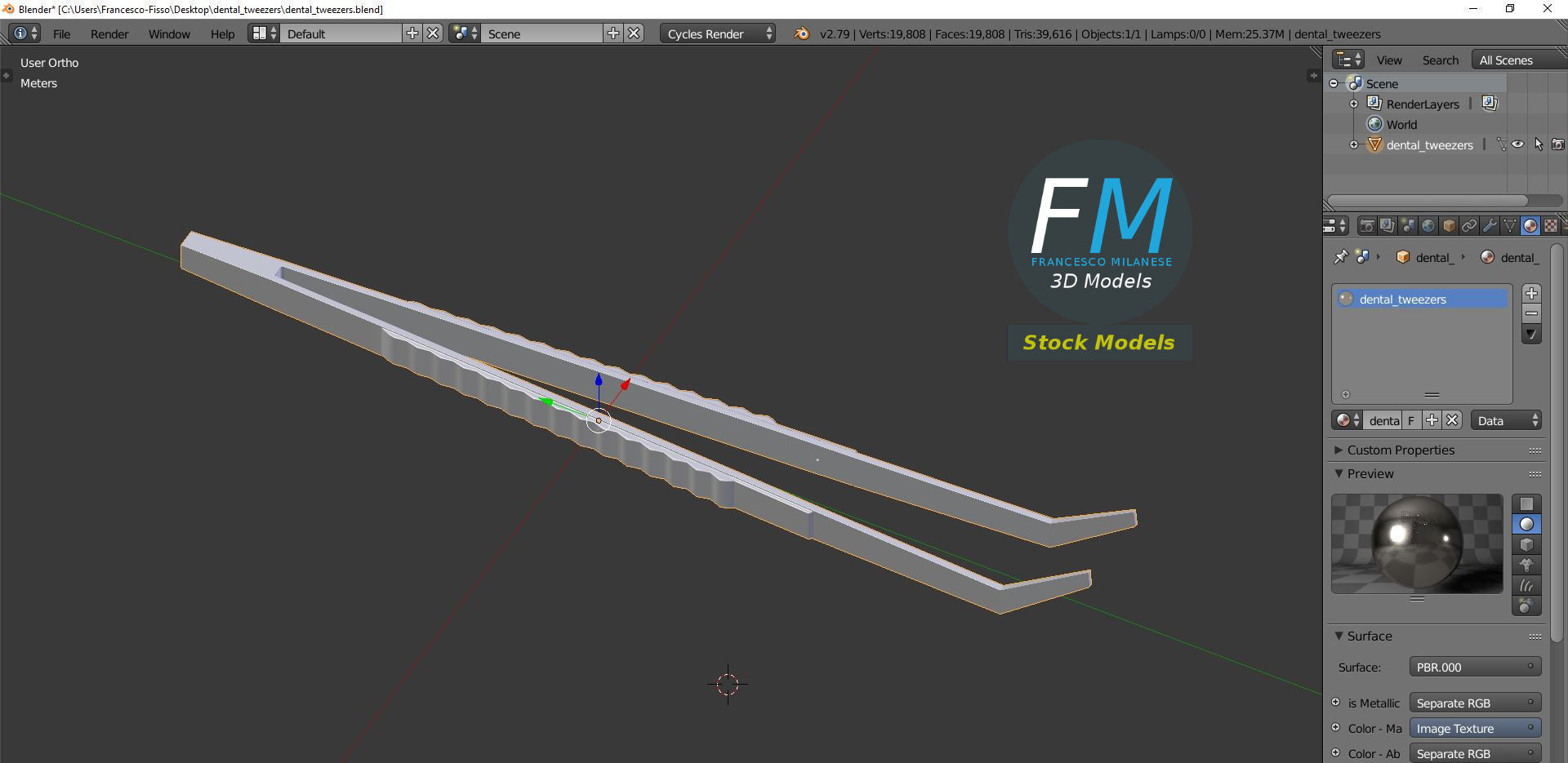 Dental Tweezers 3D model_9