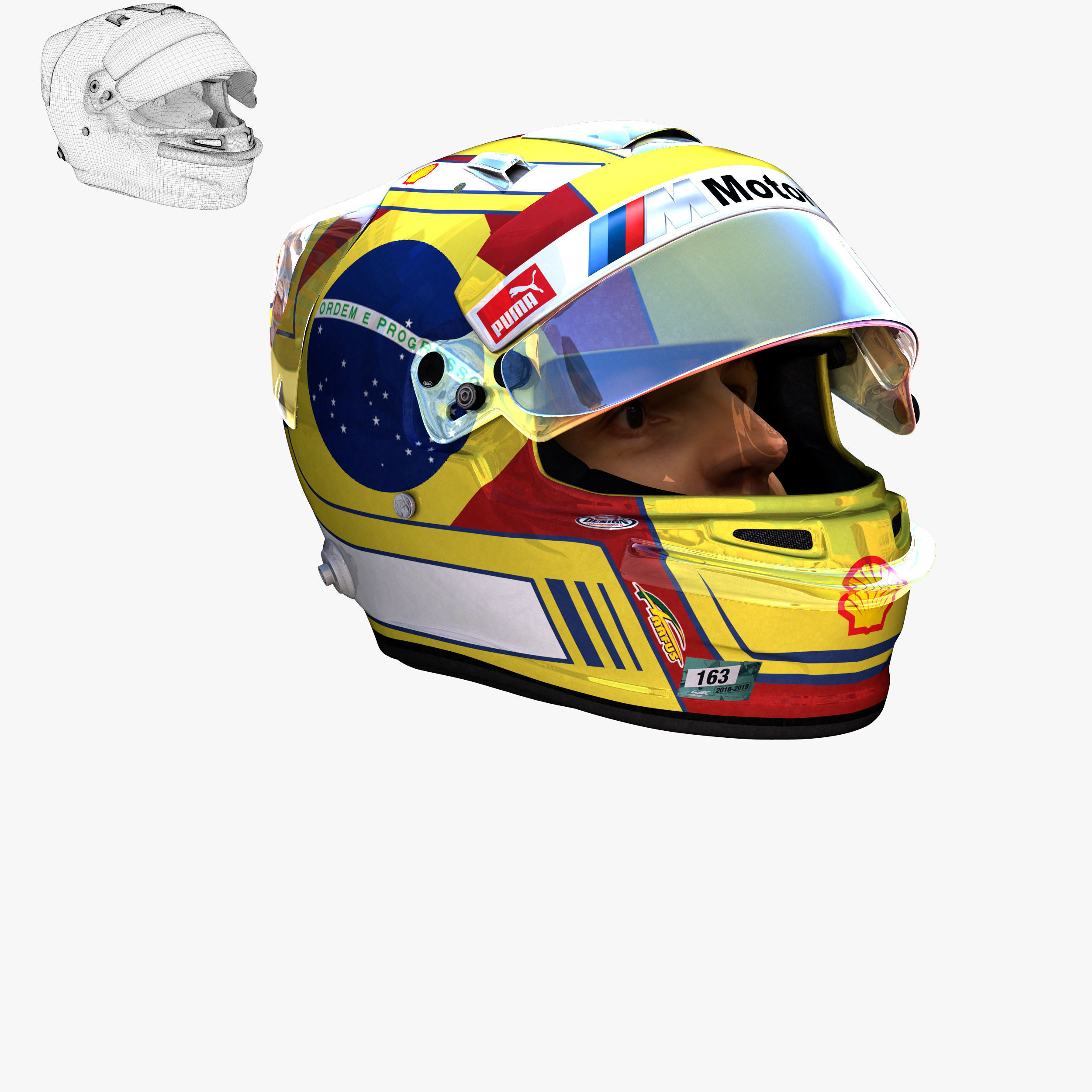 Augusto Farfus helmet 2018 Low-poly 3D model_4