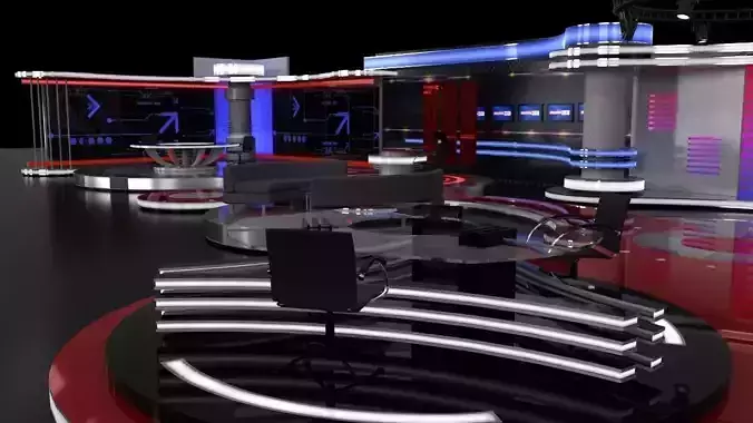 TV studio sets 3D model