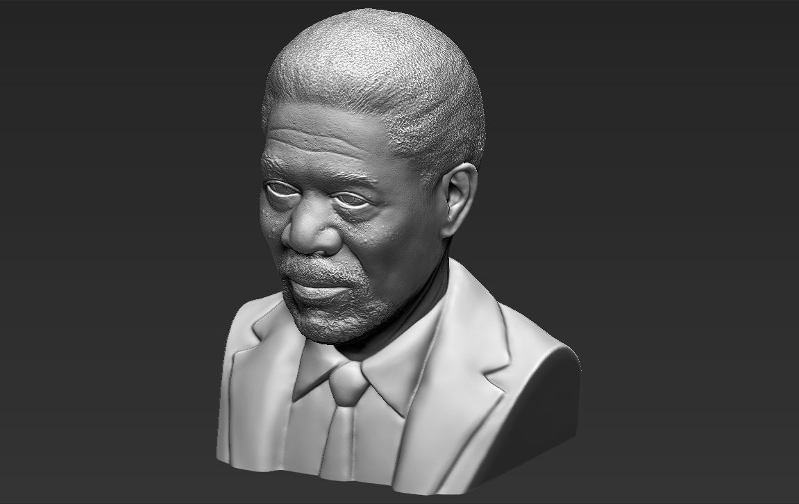 Morgan Freeman bust 3D printing ready stl obj formats 3D print model_17