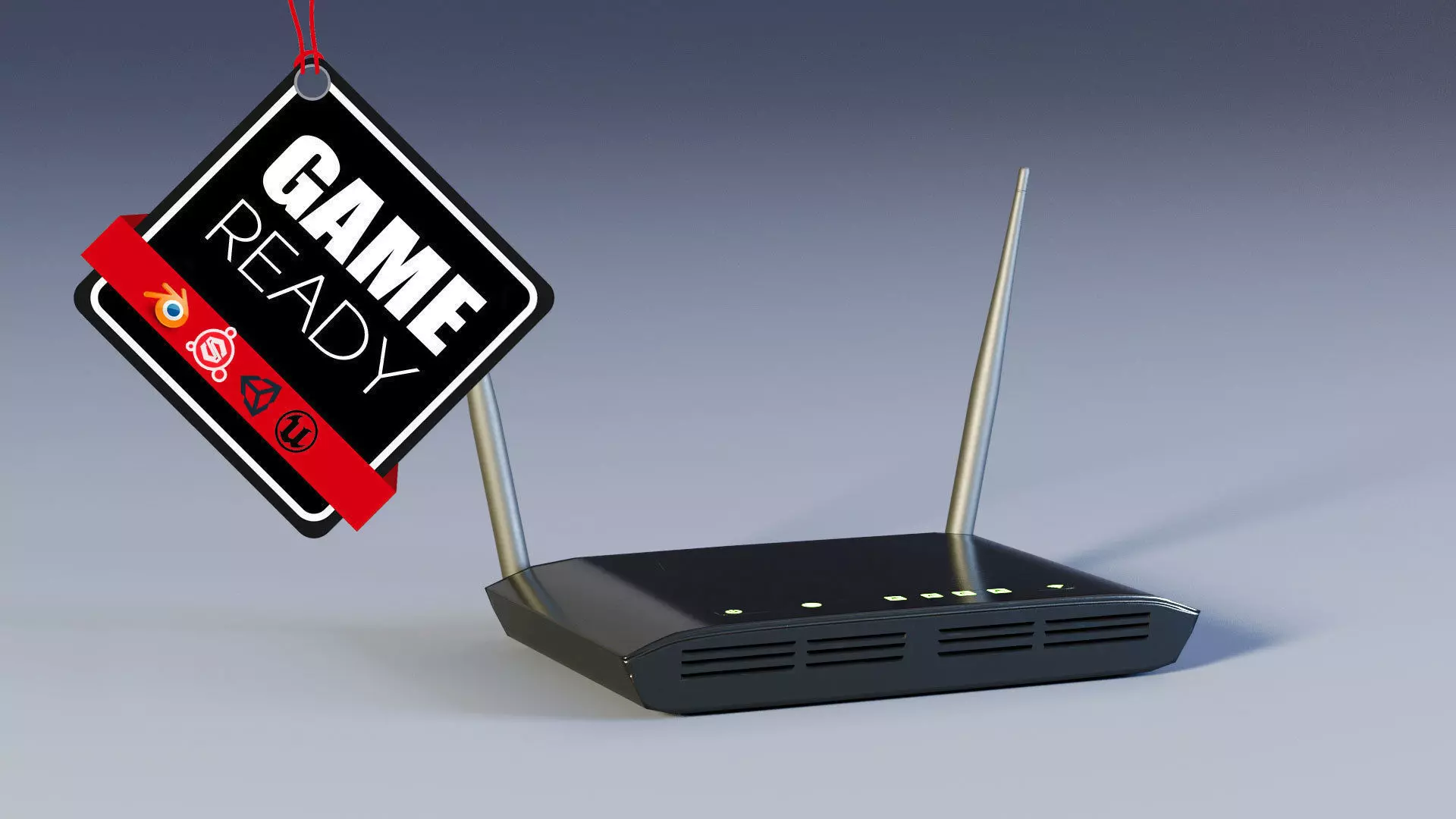 Router WiFi Low-poly 3D model_0