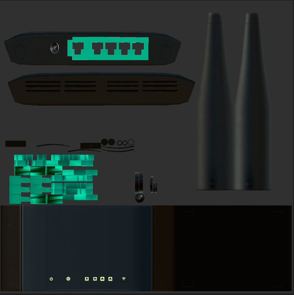 Router WiFi Low-poly 3D model_10