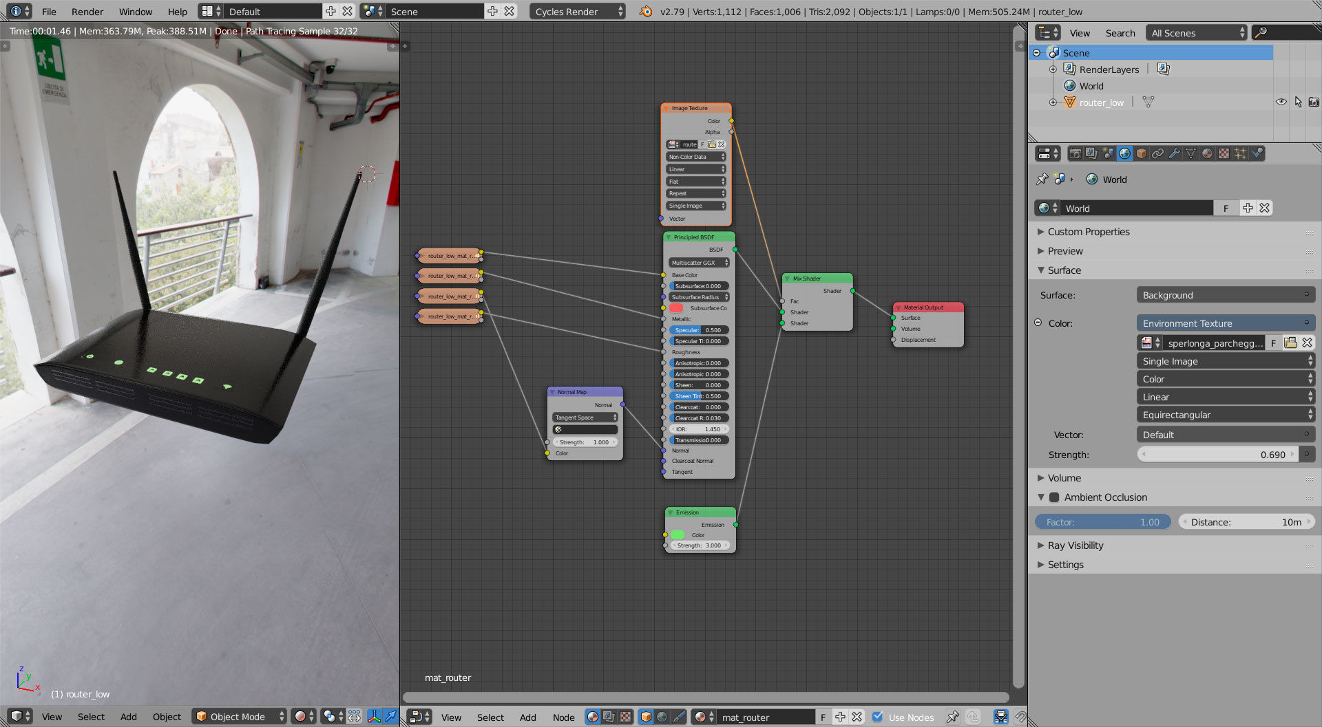 Router WiFi Low-poly 3D model_6