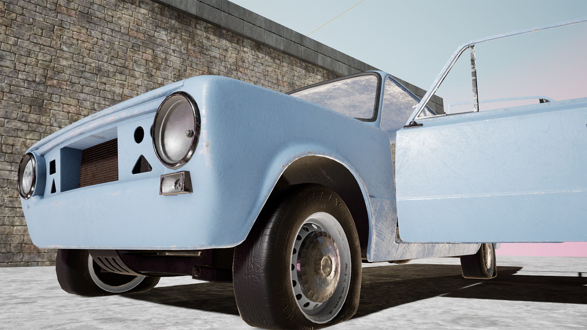 Abandoned car Low-poly 3D model_13