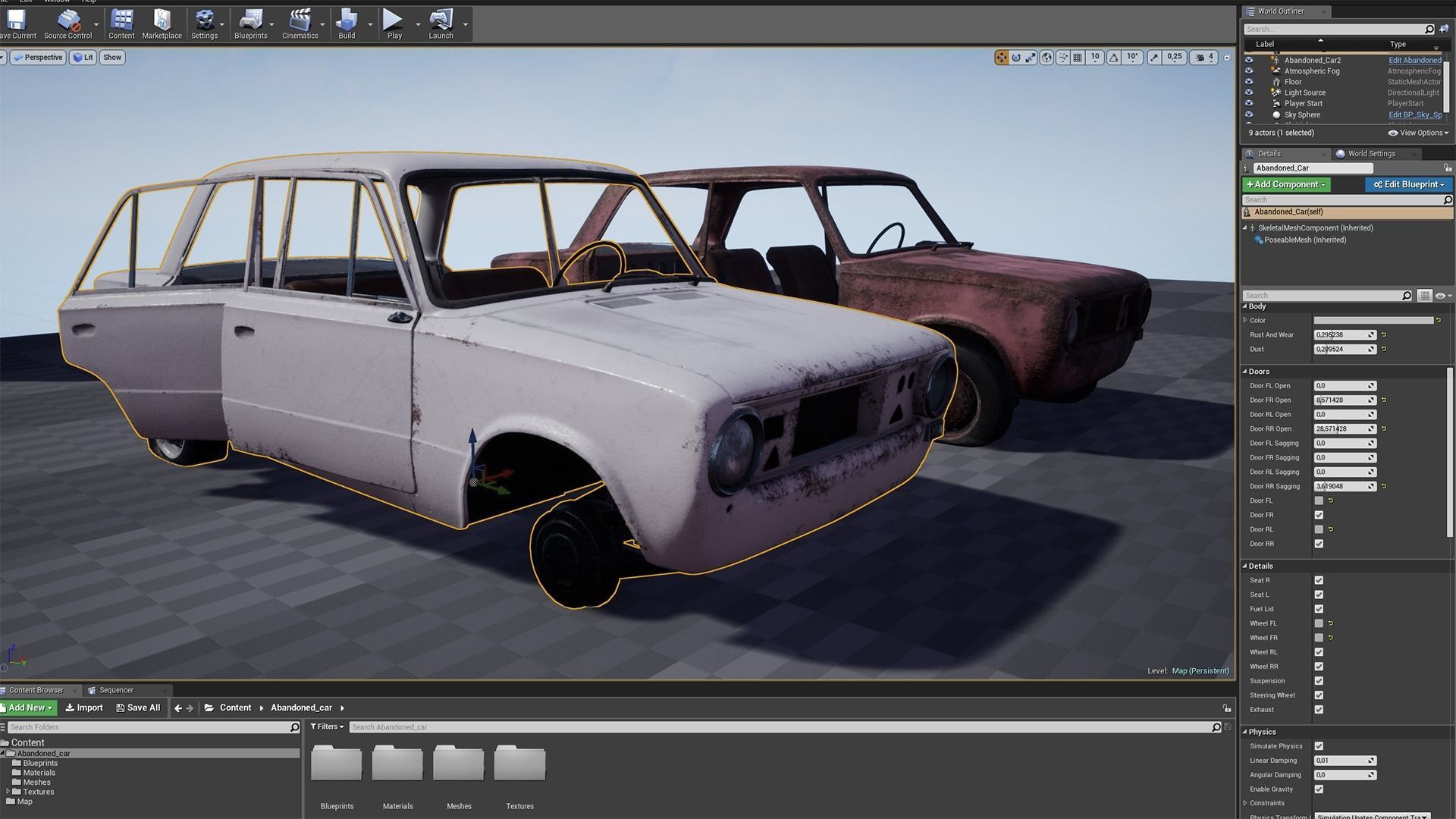 Abandoned car Low-poly 3D model_12