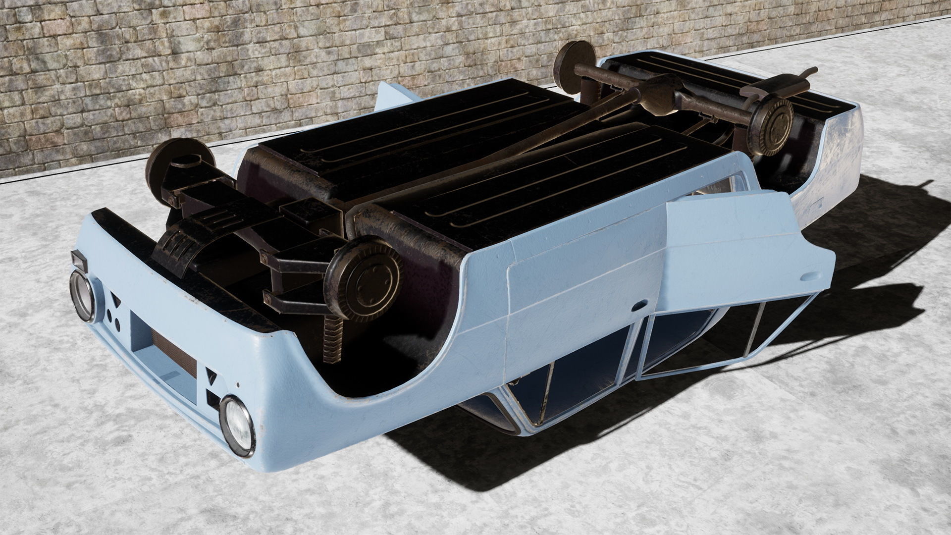 Abandoned car Low-poly 3D model_17