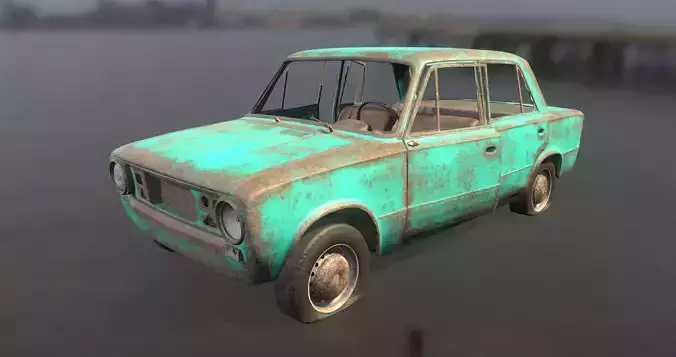 Abandoned car Low-poly 3D model